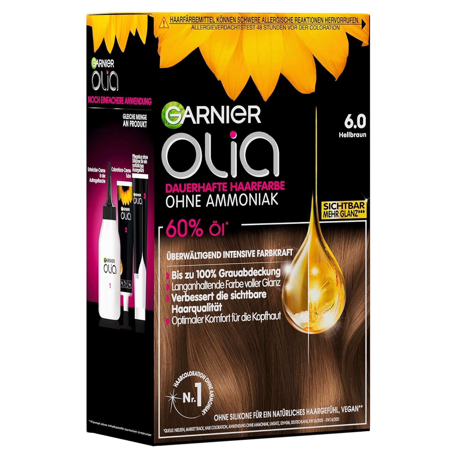 image:imageGarnier Olia Dauerhafte Haarfarbe mit Grauabdeckung 60 Hellbraun60 Hellbraun
