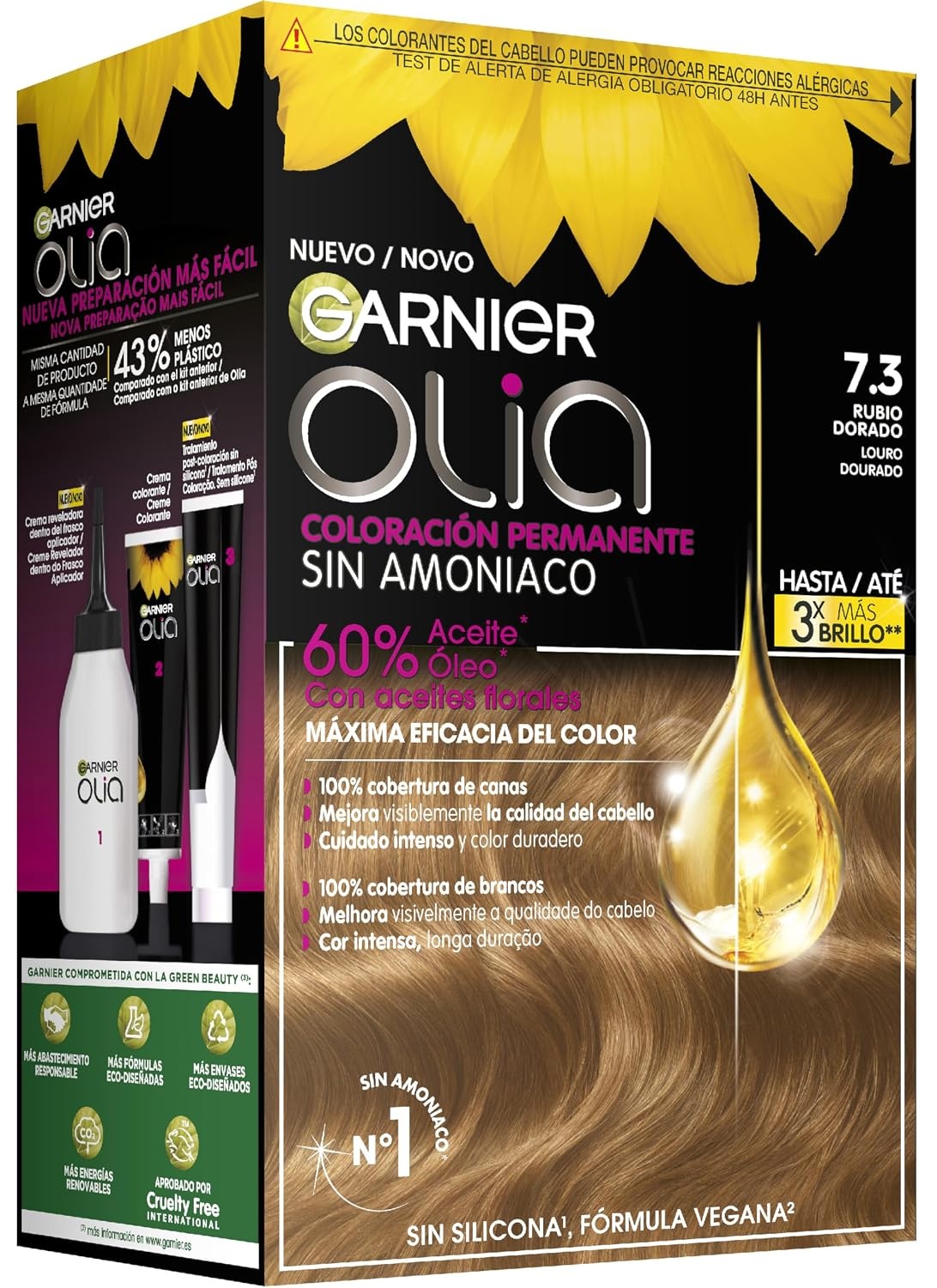 image:imageGarnier Olia Dauerhafte Haarfarbe ohne Ammoniak Mit pflegenden und natrlichen len Vollstndige Grauhaarabdeckung Permanente Coloration Nr 911 Khles Silber 1 StckFarbton 73 Goldblond