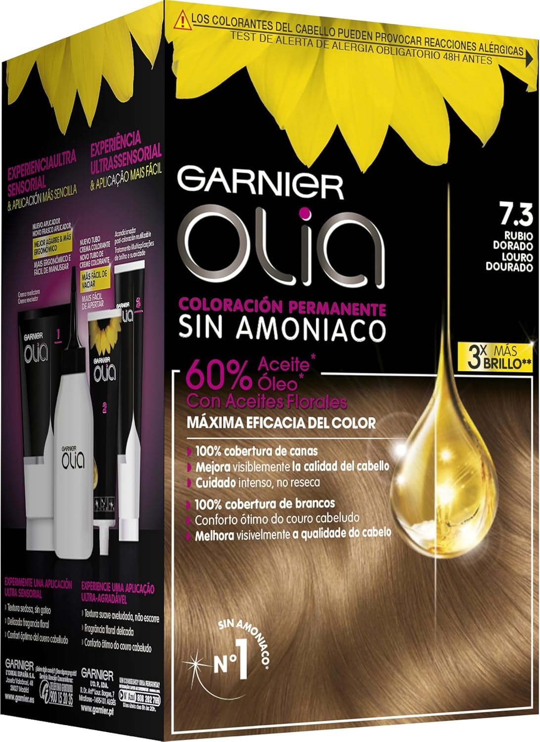 image:imageGarnier Olia Dauerhafte Haarfarbe ohne Ammoniak Mit pflegenden und natrlichen len Vollstndige Grauhaarabdeckung Permanente Coloration Nr 911 Khles Silber 1 StckFarbton 73 Goldblond