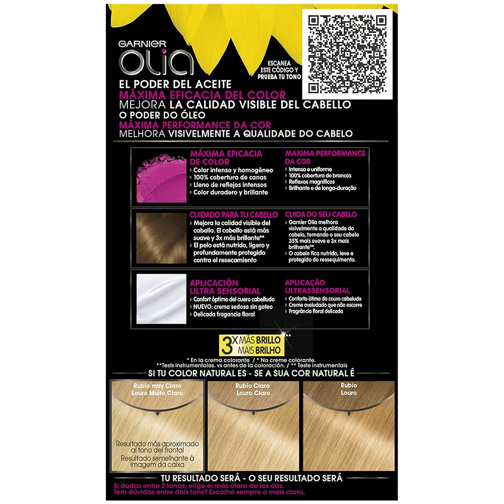 image:imageGarnier Olia Dauerhafte Haarfarbe ohne Ammoniak Mit pflegenden und natrlichen len Vollstndige Grauhaarabdeckung Permanente Coloration Nr 911 Khles Silber 1 StckGold Platinum 1032