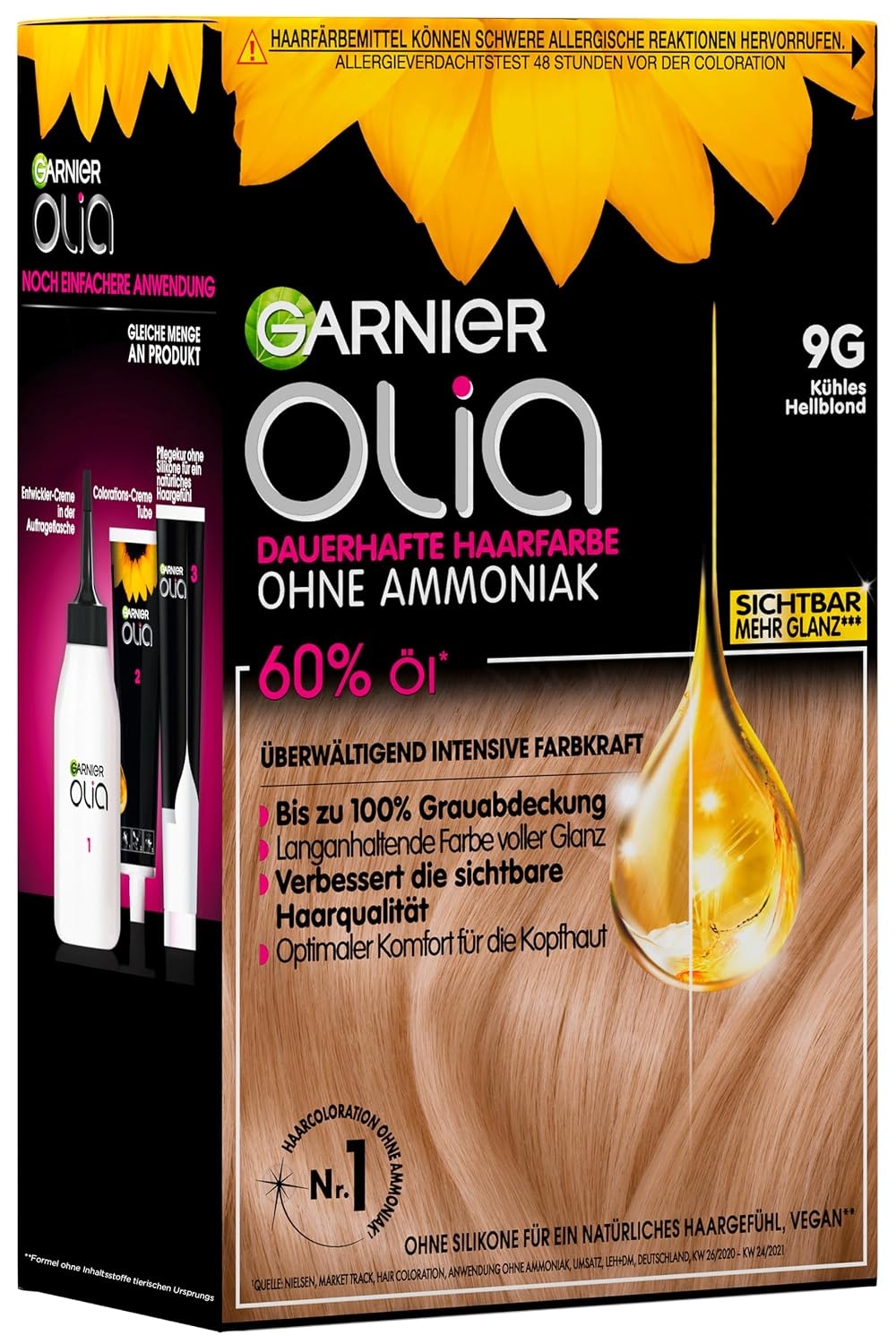 image:imageGarnier Olia Dauerhafte Haarfarbe ohne Ammoniak Mit pflegenden und natrlichen len Vollstndige Grauhaarabdeckung Permanente Coloration Nr 911 Khles Silber 1 Stck9G Khles Hellblond