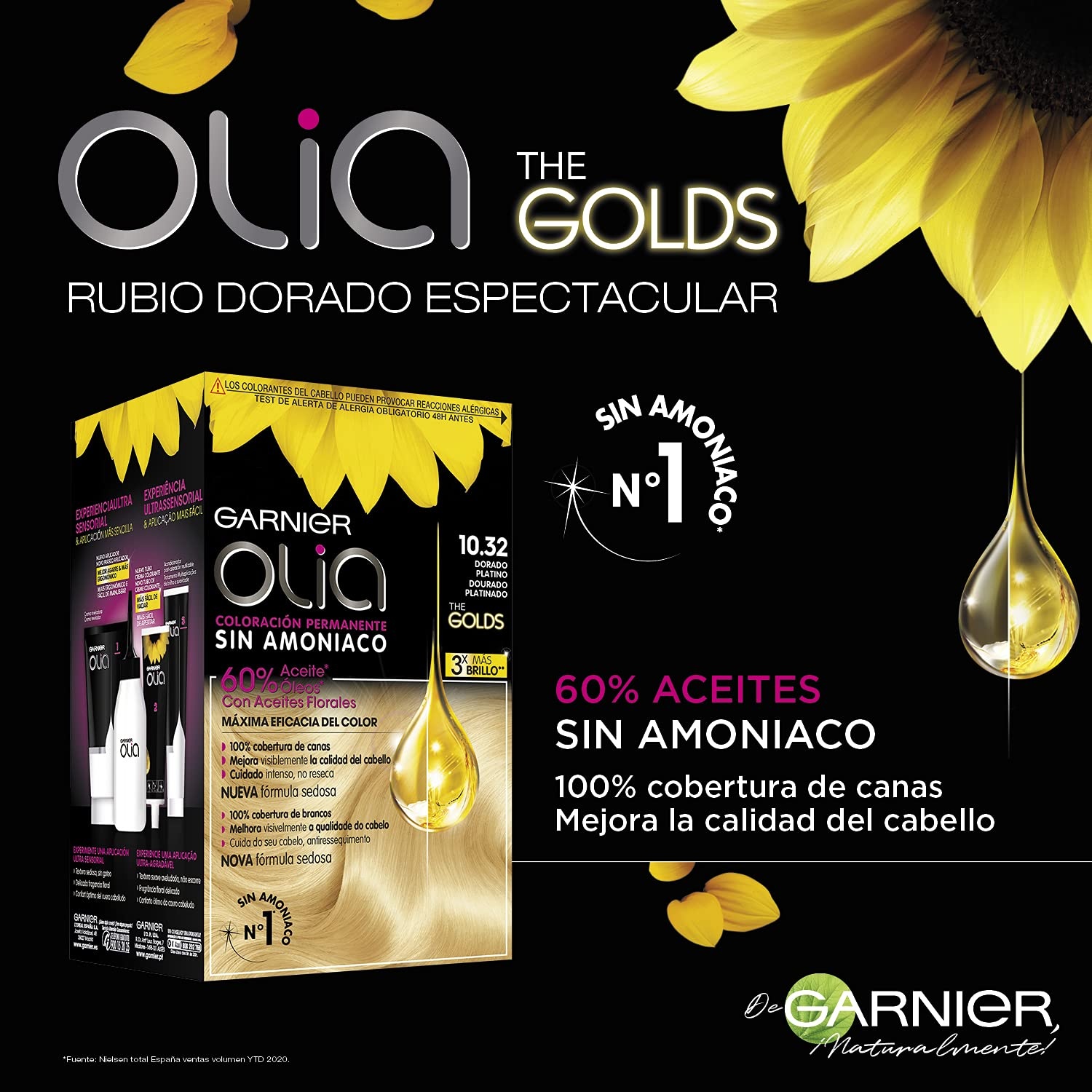 image:imageGarnier Olia Dauerhafte Haarfarbe ohne Ammoniak Mit pflegenden und natrlichen len Vollstndige Grauhaarabdeckung Permanente Coloration Nr 911 Khles Silber 1 StckGold Platinum 1032