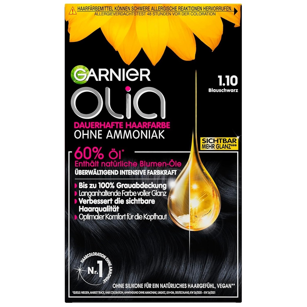image:imageGarnier Olia Dauerhafte Haarfarbe Nr 110 Blauschwarz174 ml 1er Pack