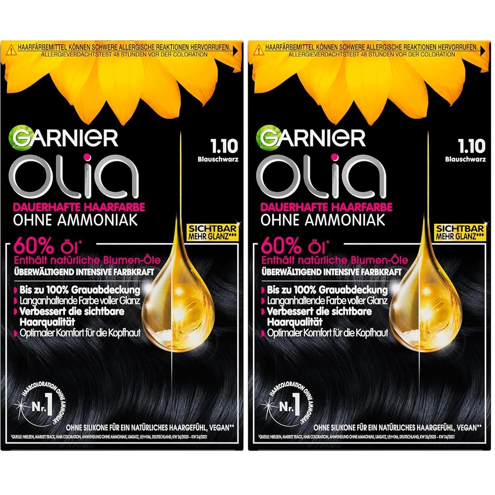 image:imageGarnier Olia Dauerhafte Haarfarbe Nr 110 Blauschwarz174 ml 2er Pack