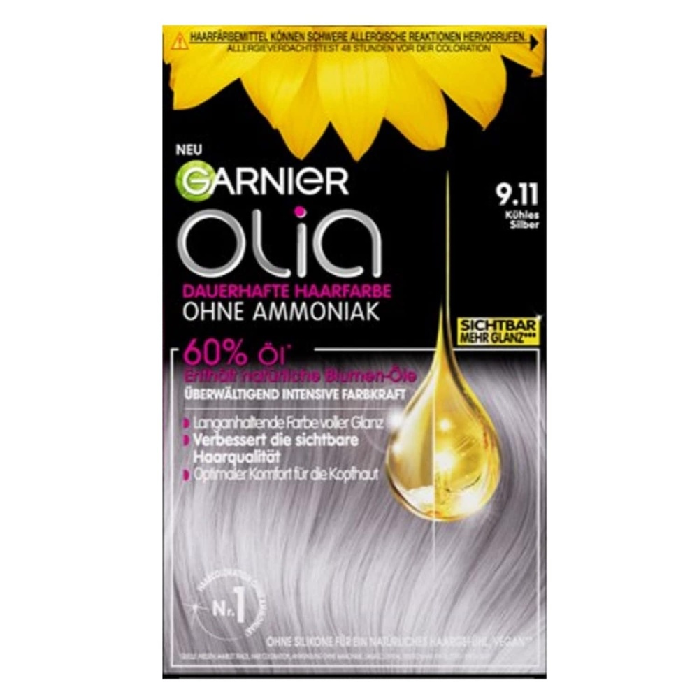 image:imageGarnier Olia Dauerhafte Haarfarbe ohne Ammoniak Mit pflegenden und natrlichen len Vollstndige Grauhaarabdeckung Permanente Coloration Nr 911 Khles Silber 1 Stck911 Khles Silber