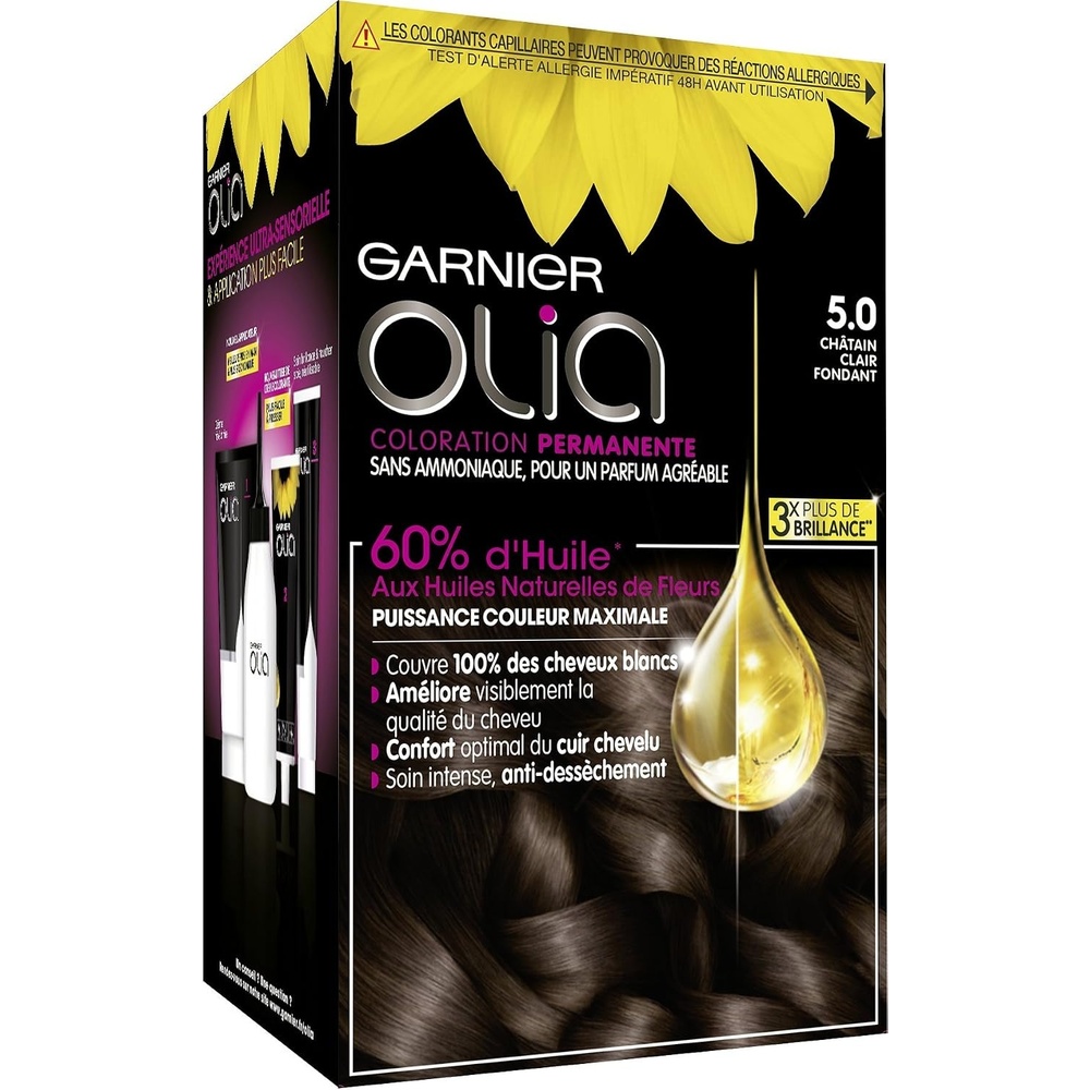 image:imageGarnier Olia Dauerhafte Haarfarbe ohne Ammoniak Mit pflegenden und natrlichen len Vollstndige Grauhaarabdeckung Permanente Coloration Nr 911 Khles Silber 1 StckChtain Clair Fondant