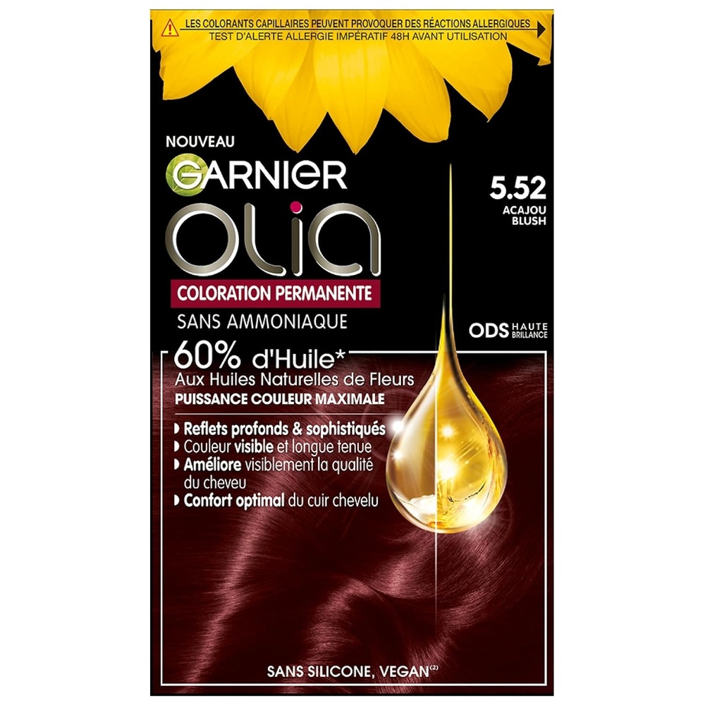 image:imageGarnier Olia Dauerhafte Haarfarbe ohne Ammoniak Mit pflegenden und natrlichen len Vollstndige Grauhaarabdeckung Permanente Coloration Nr 911 Khles Silber 1 Stck552 Mahagoni Blush