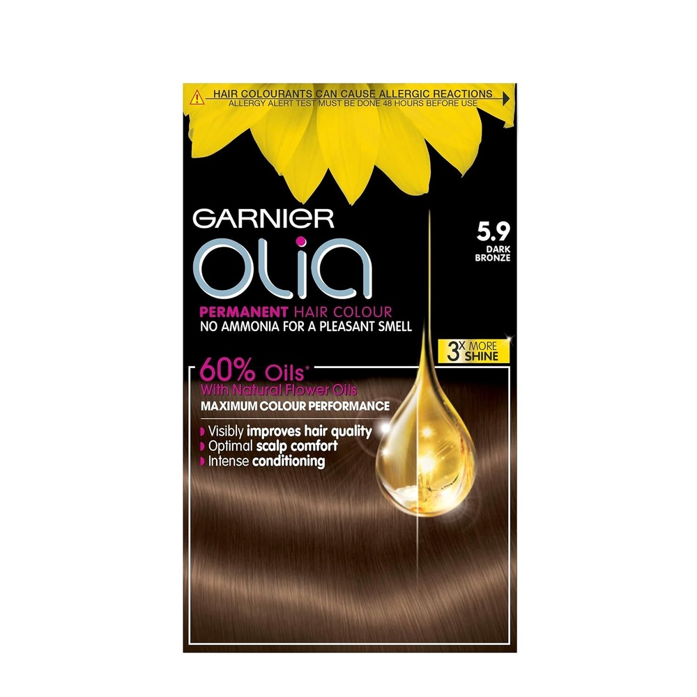 image:imageGarnier Olia Dauerhafte Haarfarbe ohne Ammoniak Mit pflegenden und natrlichen len Vollstndige Grauhaarabdeckung Permanente Coloration Nr 911 Khles Silber 1 Stck59 Dunkles BronzeBraun