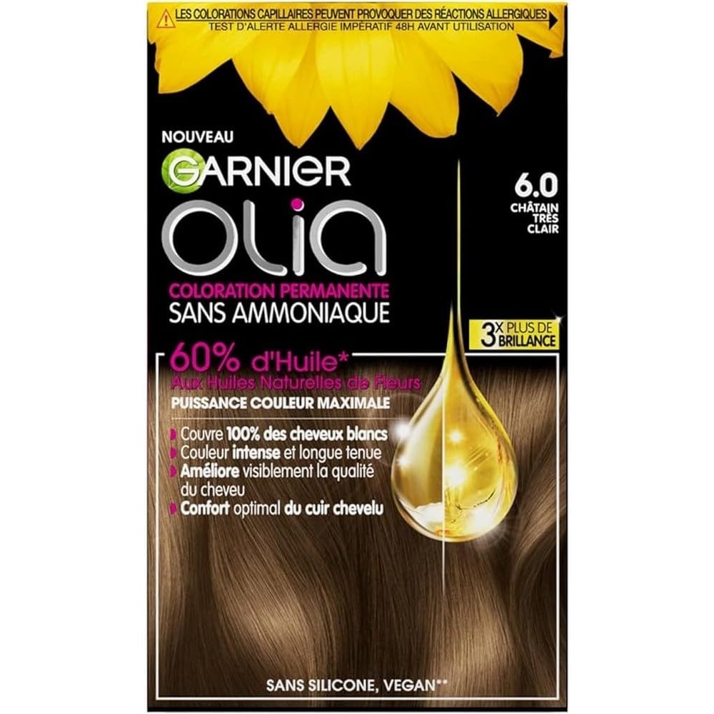 image:imageGarnier Olia Dauerhafte Haarfarbe ohne Ammoniak Mit pflegenden und natrlichen len Vollstndige Grauhaarabdeckung Permanente Coloration Nr 911 Khles Silber 1 Stck60 Hellbraun