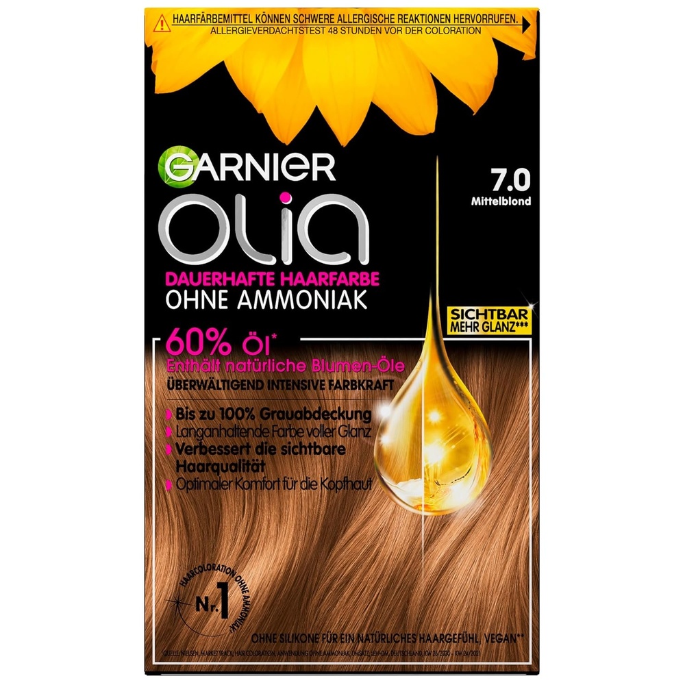 image:imageGarnier Olia Dauerhafte Haarfarbe ohne Ammoniak Mit pflegenden und natrlichen len Vollstndige Grauhaarabdeckung Permanente Coloration Nr 911 Khles Silber 1 Stck70 Mittelblond