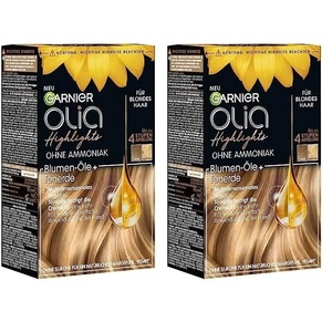 Garnier Haarfarbe Set für Strähnchen und Highlights in blondem Haar, Mit Blüten-Ölen und Tonerde, Ohne Ammoniak und Silikone, Bis zu 4 Stufen Aufhellung, Olia, Blond(1 Stück (2er Pack))