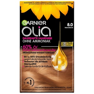 Garnier Olia 8.0 Blond Dauerhafte Haarfarbe ohne Ammoniak mit pflegenden, natürlichen Ölen, Vollständige Grauhaarabdeckung, Permanente Coloration, 1 Stück(1 stück (1er Pack))