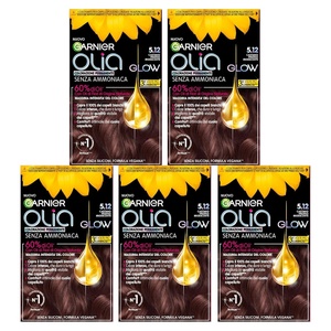 Garnier Olia Dauerhafte Haarfarbe ohne Ammoniak, Mit pflegenden und natürlichen Ölen, Vollständige Grauhaarabdeckung, Permanente Coloration, Nr. 9.11 Kühles Silber, 1 Stück(5.12 Kaltbraun)