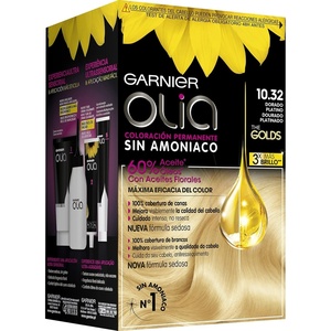 Garnier Olia Dauerhafte Haarfarbe ohne Ammoniak, Mit pflegenden und natürlichen Ölen, Vollständige Grauhaarabdeckung, Permanente Coloration, Nr. 9.11 Kühles Silber, 1 Stück(Gold Platinum 10.32)