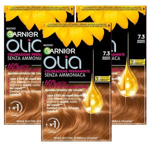 Garnier Olia Dauerhafte Haarfarbe ohne Ammoniak, Mit pflegenden und natürlichen Ölen, Vollständige Grauhaarabdeckung, Permanente Coloration, Nr. 9.11 Kühles Silber, 1 Stück(7.3 Goldblond)