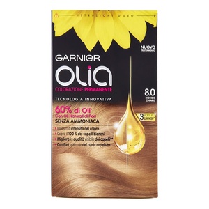 Garnier Olia Dauerhafte Haarfarbe ohne Ammoniak, Mit pflegenden und natürlichen Ölen, Vollständige Grauhaarabdeckung, Permanente Coloration, Nr. 9.11 Kühles Silber, 1 Stück(8.0 Hellblond)