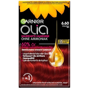 Garnier Olia Dauerhafte Haarfarbe ohne Ammoniak, Mit pflegenden und natürlichen Ölen, Vollständige Grauhaarabdeckung, Permanente Coloration, Nr. 9.11 Kühles Silber, 1 Stück(6.6 Intensives Kupfer)