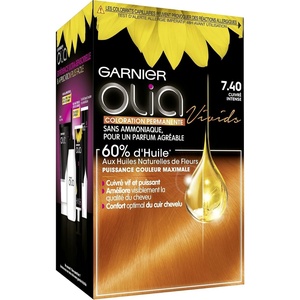 Garnier Olia Dauerhafte Haarfarbe ohne Ammoniak, Mit pflegenden und natürlichen Ölen, Vollständige Grauhaarabdeckung, Permanente Coloration, Nr. 9.11 Kühles Silber, 1 Stück(Kupfer)