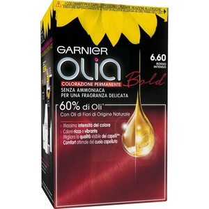 Garnier Olia Dauerhafte Haarfarbe ohne Ammoniak, Mit pflegenden und natürlichen Ölen, Vollständige Grauhaarabdeckung, Permanente Coloration, Nr. 9.11 Kühles Silber, 1 Stück(6.60 Intensives Rot)