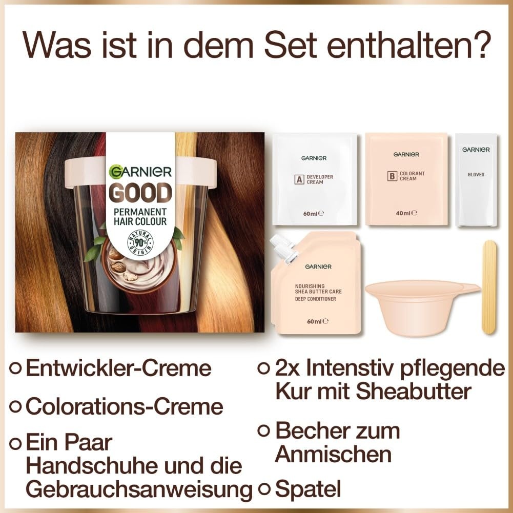 image:imageGarnier Dauerhafte Haarfarbe Haarfrbeset fr intensive und langanhaltende Haarfarbe Coloration fr bis zu 8 Wochen strahlende Farbe Ohne Ammoniak 415 Khles Kastanienbraun Good RefillKit415 Iced Chestnut Brown