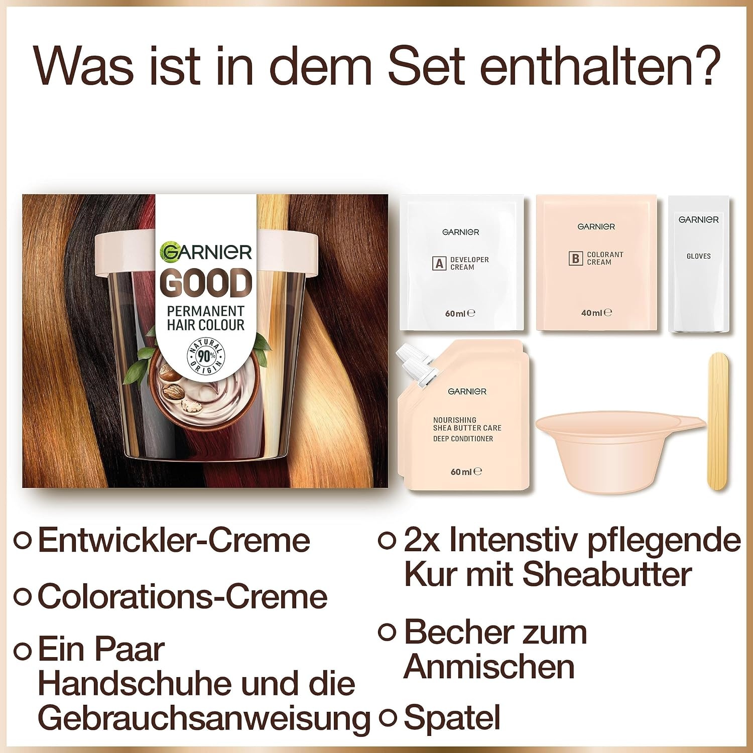image:imageGarnier Dauerhafte Haarfarbe Haarfrbeset fr intensive und langanhaltende Haarfarbe Coloration fr bis zu 8 Wochen strahlende Farbe Ohne Ammoniak 415 Khles Kastanienbraun Good RefillKit40 Cacao Brown
