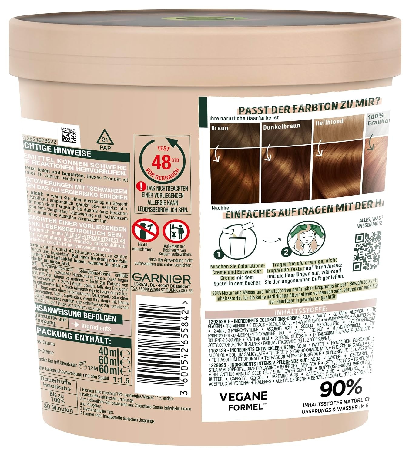 image:imageGarnier GOOD Dauerhafte Haarfarbe 60 Mochaccino Braun permanente Coloration ohne Ammoniak bis zu 100 Grauabdeckung bis 8 Wochen langanhaltende Farbe einfache Anwendung angenehmer Duft 1 StkGinger Toffee Braun