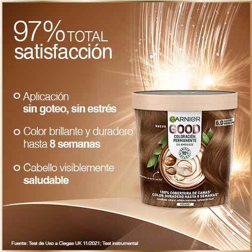 image:imageGarnier GOOD Dauerhafte Haarfarbe 60 Mochaccino Braun permanente Coloration ohne Ammoniak bis zu 100 Grauabdeckung bis 8 Wochen langanhaltende Farbe einfache Anwendung angenehmer Duft 1 StkBrown Mochaccino