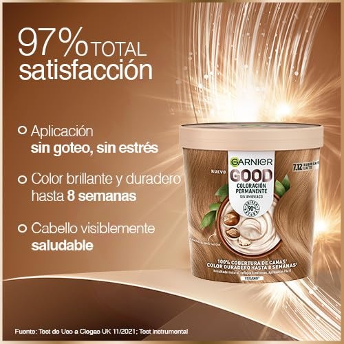 image:imageGarnier GOOD Dauerhafte Haarfarbe 60 Mochaccino Braun permanente Coloration ohne Ammoniak bis zu 100 Grauabdeckung bis 8 Wochen langanhaltende Farbe einfache Anwendung angenehmer Duft 1 StkSe Latte