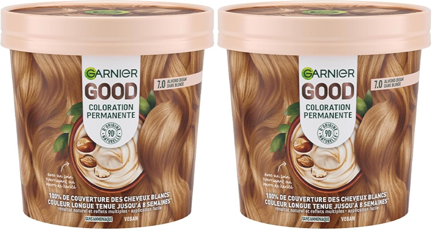 image:imageGarnier GOOD Dauerhafte Haarfarbe 60 Mochaccino Braun permanente Coloration ohne Ammoniak bis zu 100 Grauabdeckung bis 8 Wochen langanhaltende Farbe einfache Anwendung angenehmer Duft 1 StkDunkelblond Mandel 70