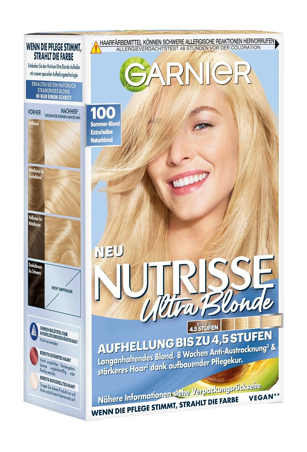 image:imageGarnier Nutrisse Creme Nr 100 Extra Helles Naturblond dauerhafte PflegeHaarfarbe mit nhrenden Fruchtlen 100 Grauabdeckung100 Extra Helles Naturblond
