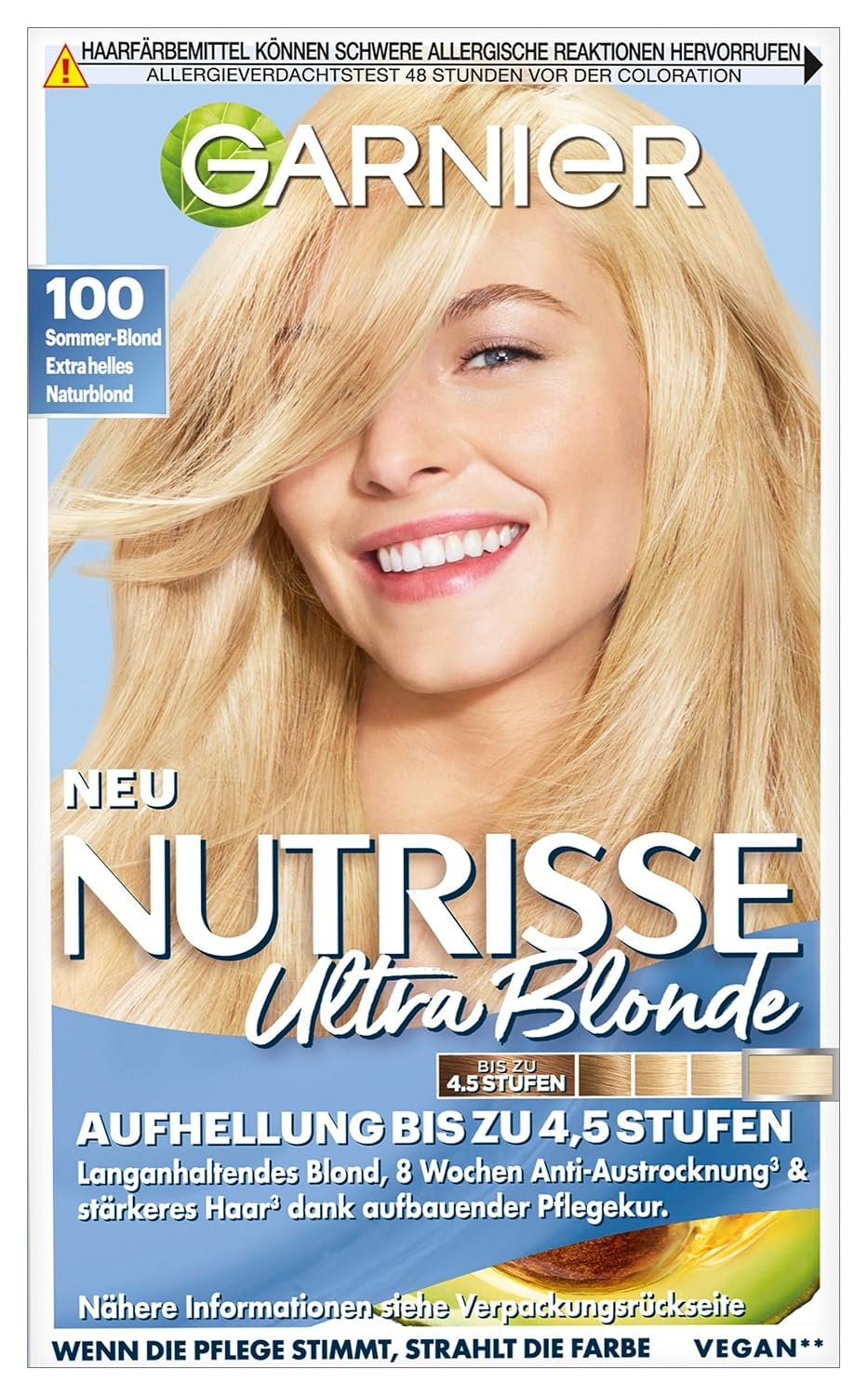 image:imageGarnier Nutrisse Creme Nr 100 Extra Helles Naturblond dauerhafte PflegeHaarfarbe mit nhrenden Fruchtlen 100 Grauabdeckung100 Extra Helles Naturblond