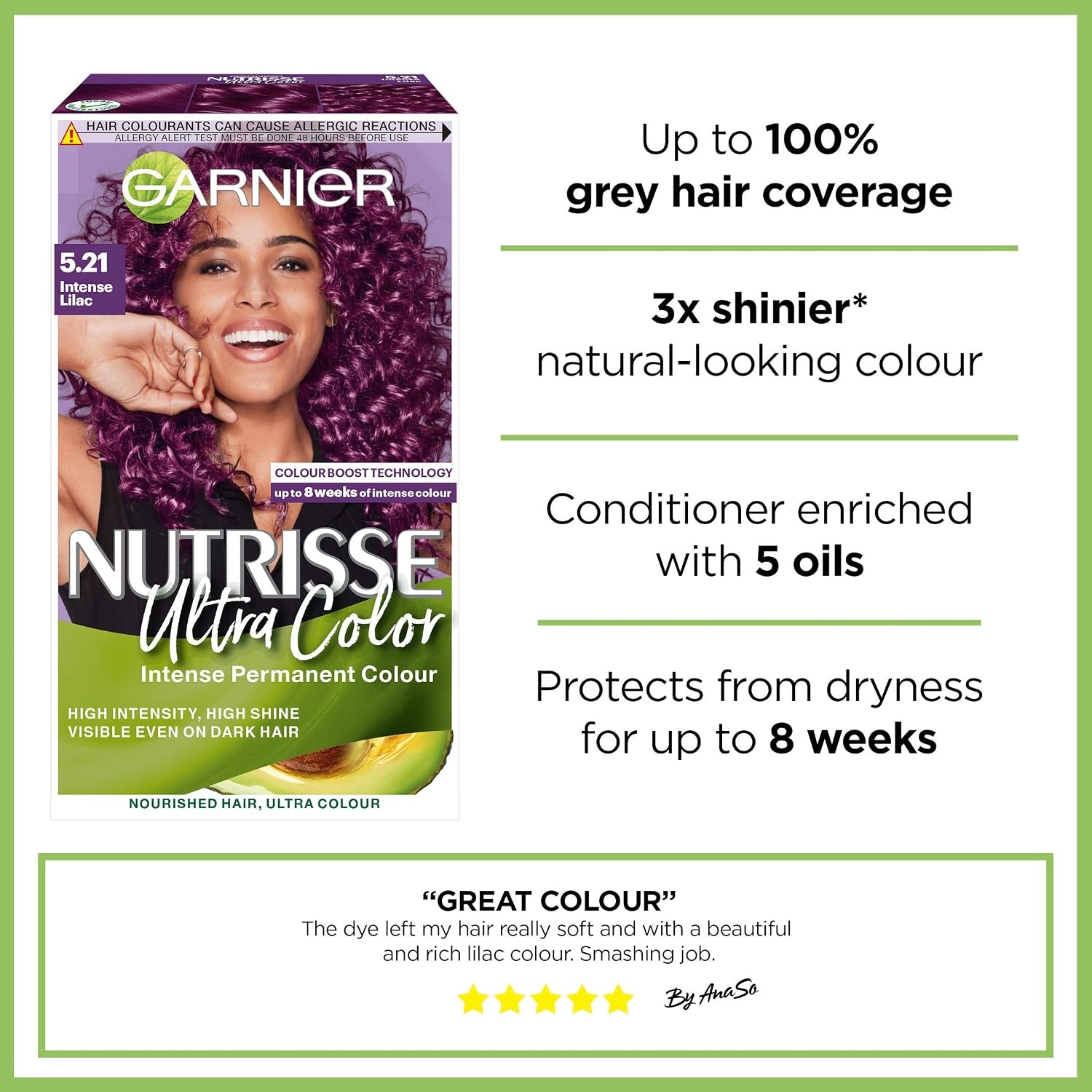 image:imageGarnier Nutrisse Dauerhafte PflegeHaarfarbe mit nhrenden Fruchtlen Coloration mit 8 Wochen Halt Ultra Crme Tnung 8N Nude Natrliches Blond521 Intensives Lila