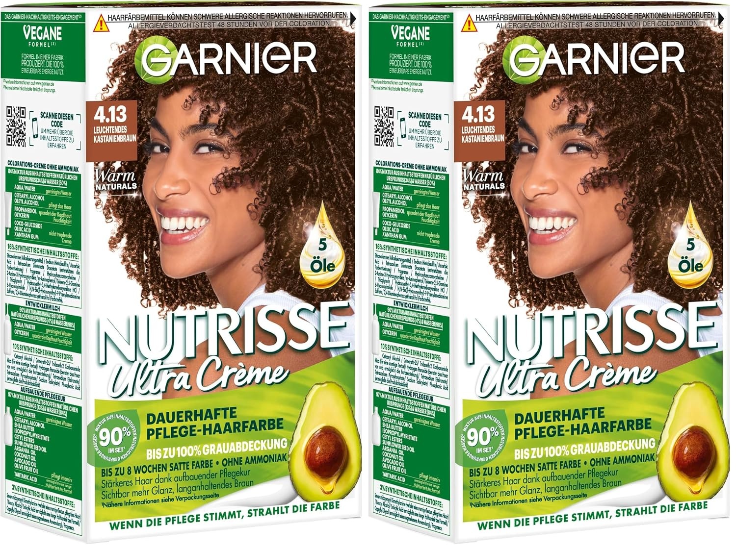 image:imageGarnier Nutrisse Ultra Crme Dauerhafte PflegeHaarfarbe 912 Sehr Helles Perlblond mit bis zu 100 Prozent Grauabdeckung413 Leuchtendes Kastanienbraun
