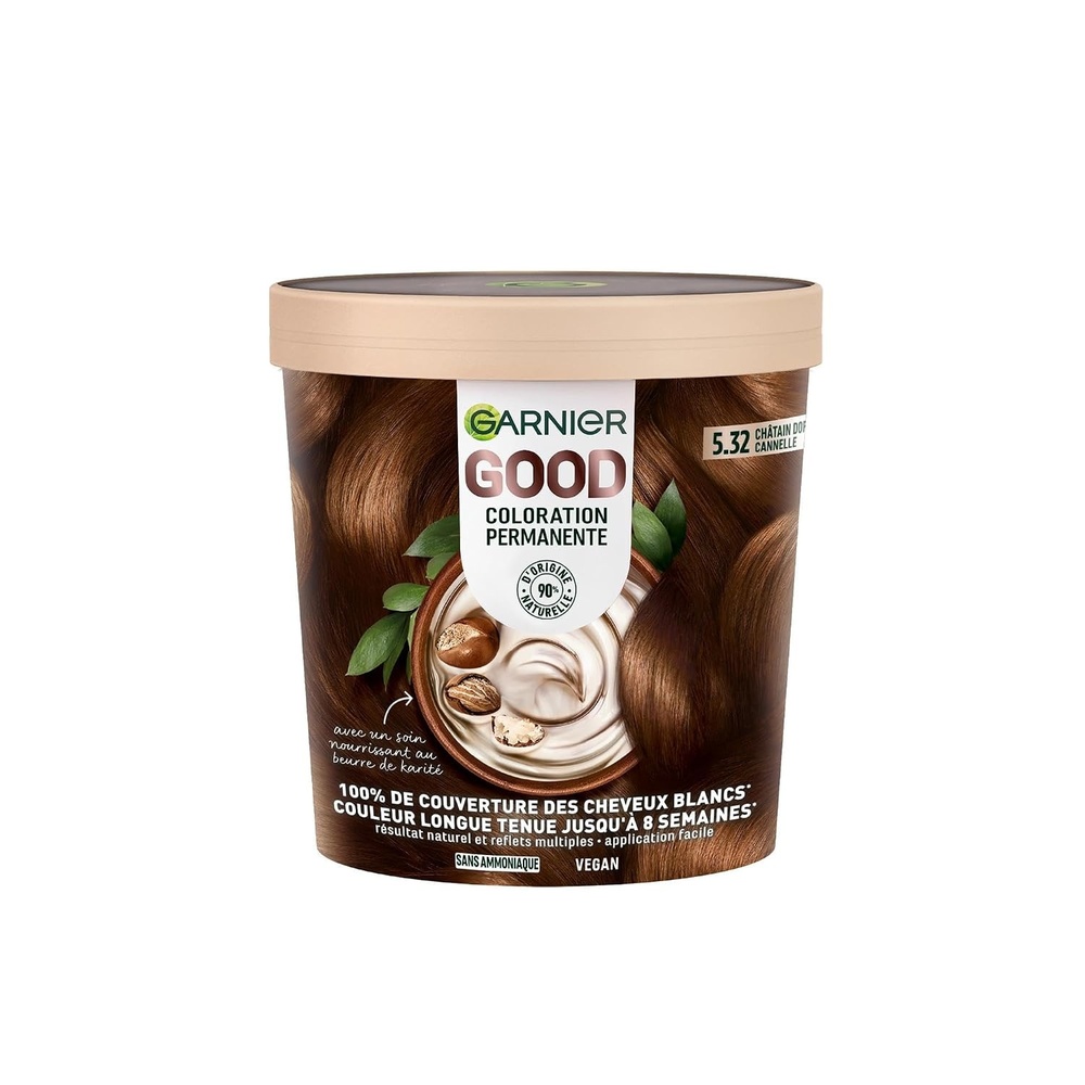 image:imageGarnier GOOD Dauerhafte Haarfarbe 60 Mochaccino Braun permanente Coloration ohne Ammoniak bis zu 100 Grauabdeckung bis 8 Wochen langanhaltende Farbe einfache Anwendung angenehmer Duft 1 StkKastanienbraun goldfarben Zimt 5 32