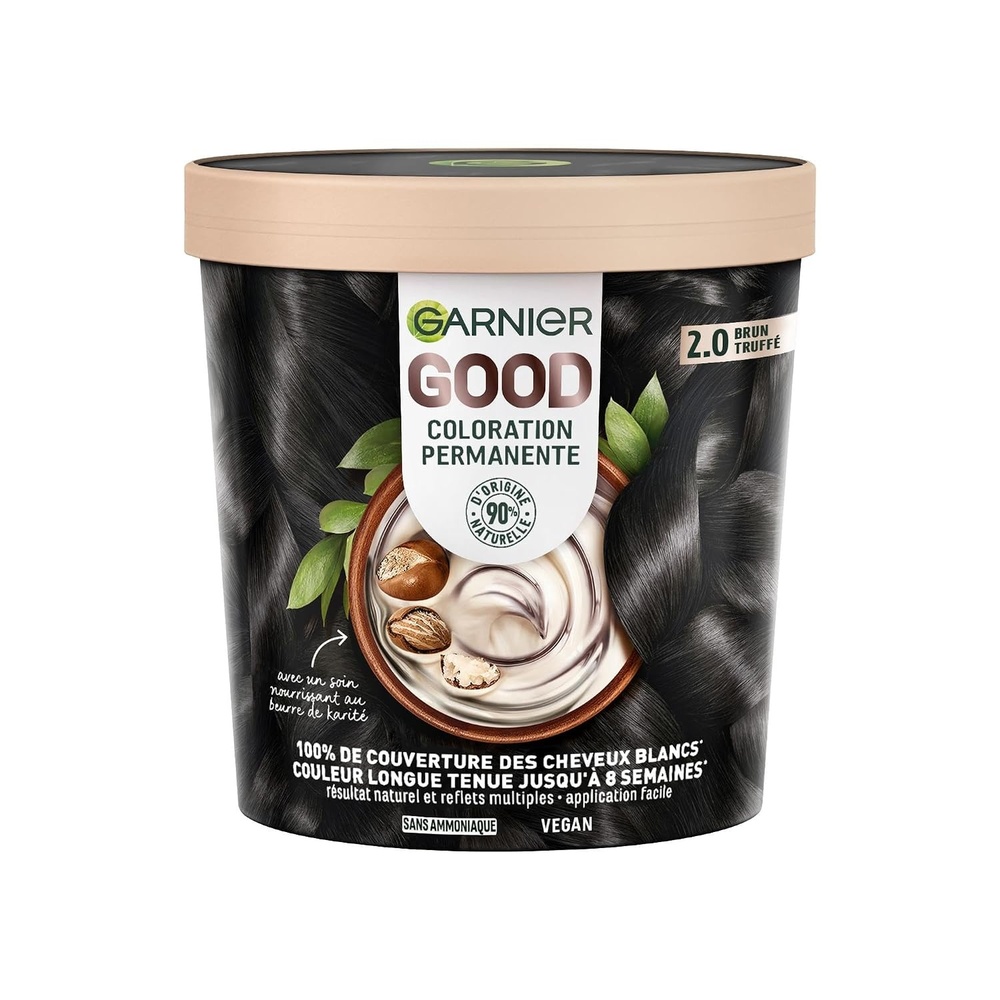 image:imageGarnier GOOD Dauerhafte Haarfarbe 60 Mochaccino Braun permanente Coloration ohne Ammoniak bis zu 100 Grauabdeckung bis 8 Wochen langanhaltende Farbe einfache Anwendung angenehmer Duft 1 StkTrffelbraun 20