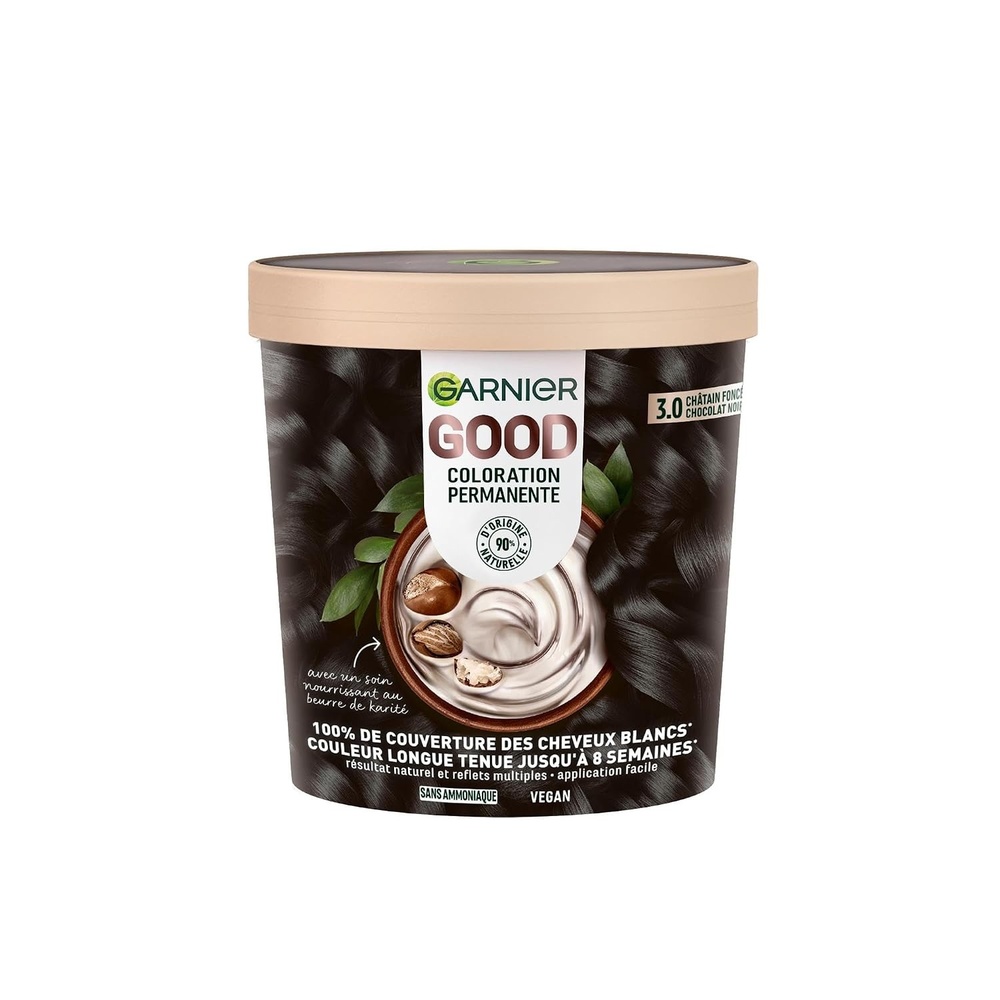 image:imageGarnier GOOD Dauerhafte Haarfarbe 60 Mochaccino Braun permanente Coloration ohne Ammoniak bis zu 100 Grauabdeckung bis 8 Wochen langanhaltende Farbe einfache Anwendung angenehmer Duft 1 StkDunkelbraun Schokoladenschwarz 30