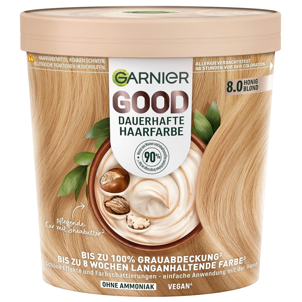 image:imageGarnier GOOD Dauerhafte Haarfarbe 60 Mochaccino Braun permanente Coloration ohne Ammoniak bis zu 100 Grauabdeckung bis 8 Wochen langanhaltende Farbe einfache Anwendung angenehmer Duft 1 Stk80 Honig Blong