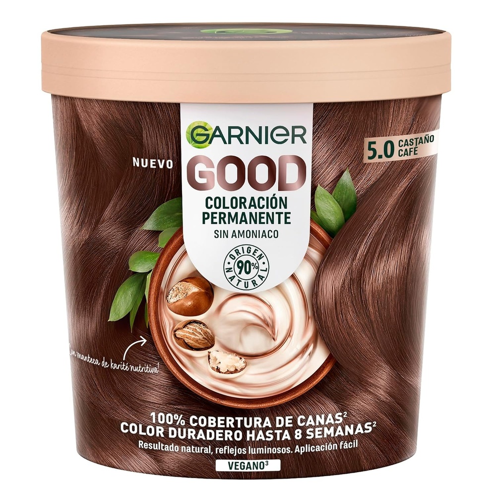 image:imageGarnier GOOD Dauerhafte Haarfarbe 60 Mochaccino Braun permanente Coloration ohne Ammoniak bis zu 100 Grauabdeckung bis 8 Wochen langanhaltende Farbe einfache Anwendung angenehmer Duft 1 StkKaffeebraun Braun