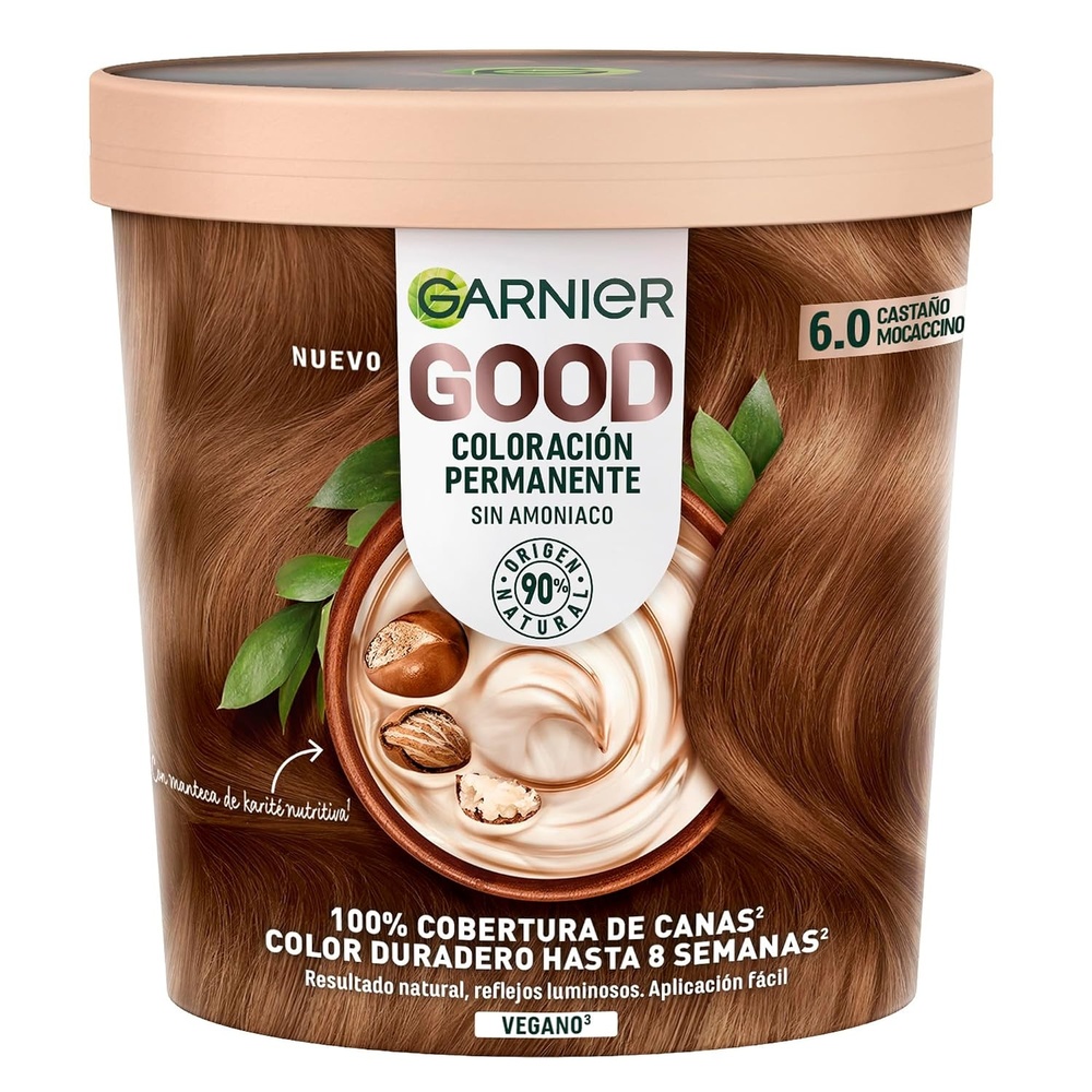 image:imageGarnier GOOD Dauerhafte Haarfarbe 60 Mochaccino Braun permanente Coloration ohne Ammoniak bis zu 100 Grauabdeckung bis 8 Wochen langanhaltende Farbe einfache Anwendung angenehmer Duft 1 StkBrown Mochaccino