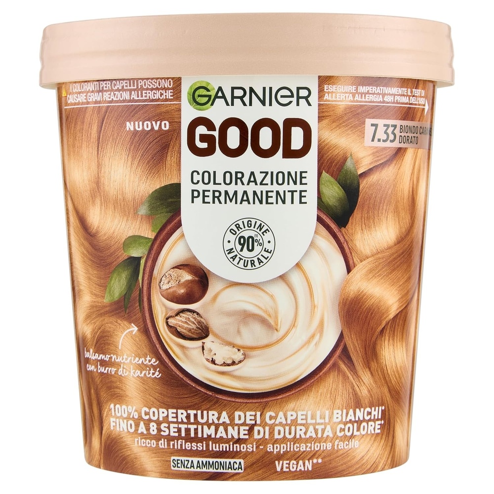image:imageGarnier GOOD Dauerhafte Haarfarbe 60 Mochaccino Braun permanente Coloration ohne Ammoniak bis zu 100 Grauabdeckung bis 8 Wochen langanhaltende Farbe einfache Anwendung angenehmer Duft 1 StkSpicy Blond 733