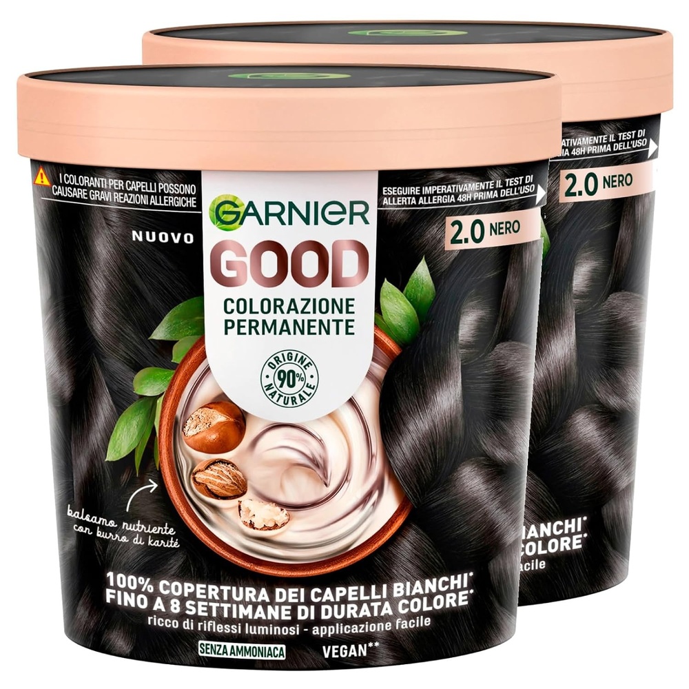 image:imageGarnier GOOD Dauerhafte Haarfarbe 60 Mochaccino Braun permanente Coloration ohne Ammoniak bis zu 100 Grauabdeckung bis 8 Wochen langanhaltende Farbe einfache Anwendung angenehmer Duft 1 Stk2 Packungen 20 Trffel Schwarz