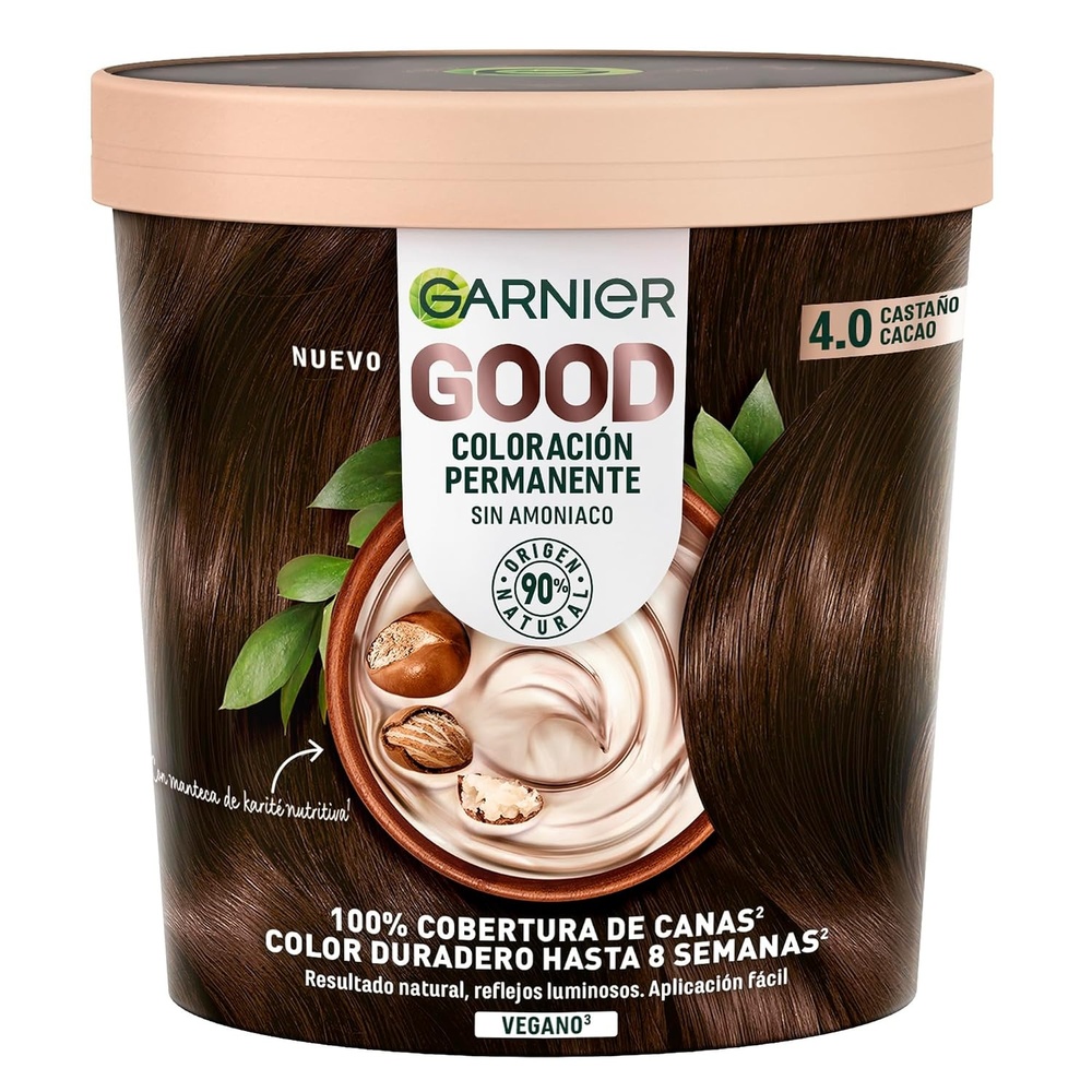 image:imageGarnier GOOD Dauerhafte Haarfarbe 60 Mochaccino Braun permanente Coloration ohne Ammoniak bis zu 100 Grauabdeckung bis 8 Wochen langanhaltende Farbe einfache Anwendung angenehmer Duft 1 StkKakao Braun