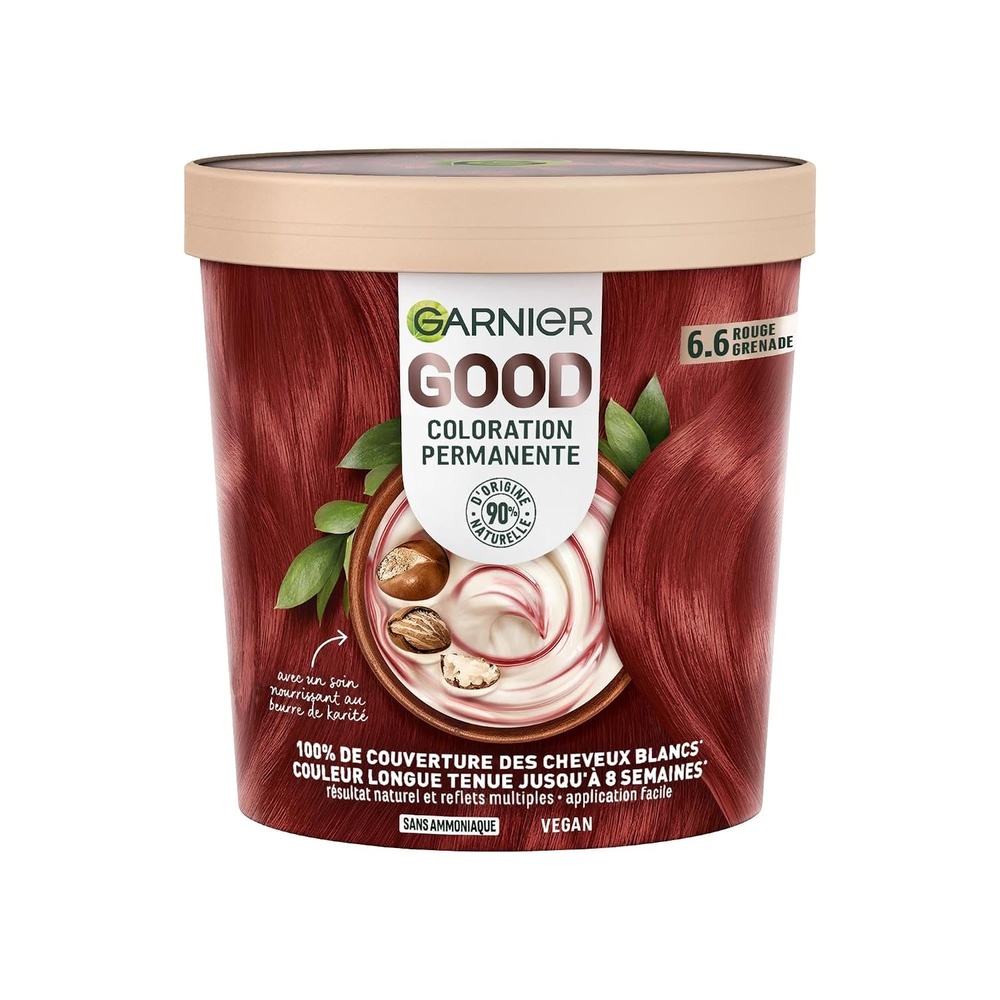 image:imageGarnier GOOD Dauerhafte Haarfarbe 60 Mochaccino Braun permanente Coloration ohne Ammoniak bis zu 100 Grauabdeckung bis 8 Wochen langanhaltende Farbe einfache Anwendung angenehmer Duft 1 StkGranatapfelrot 66