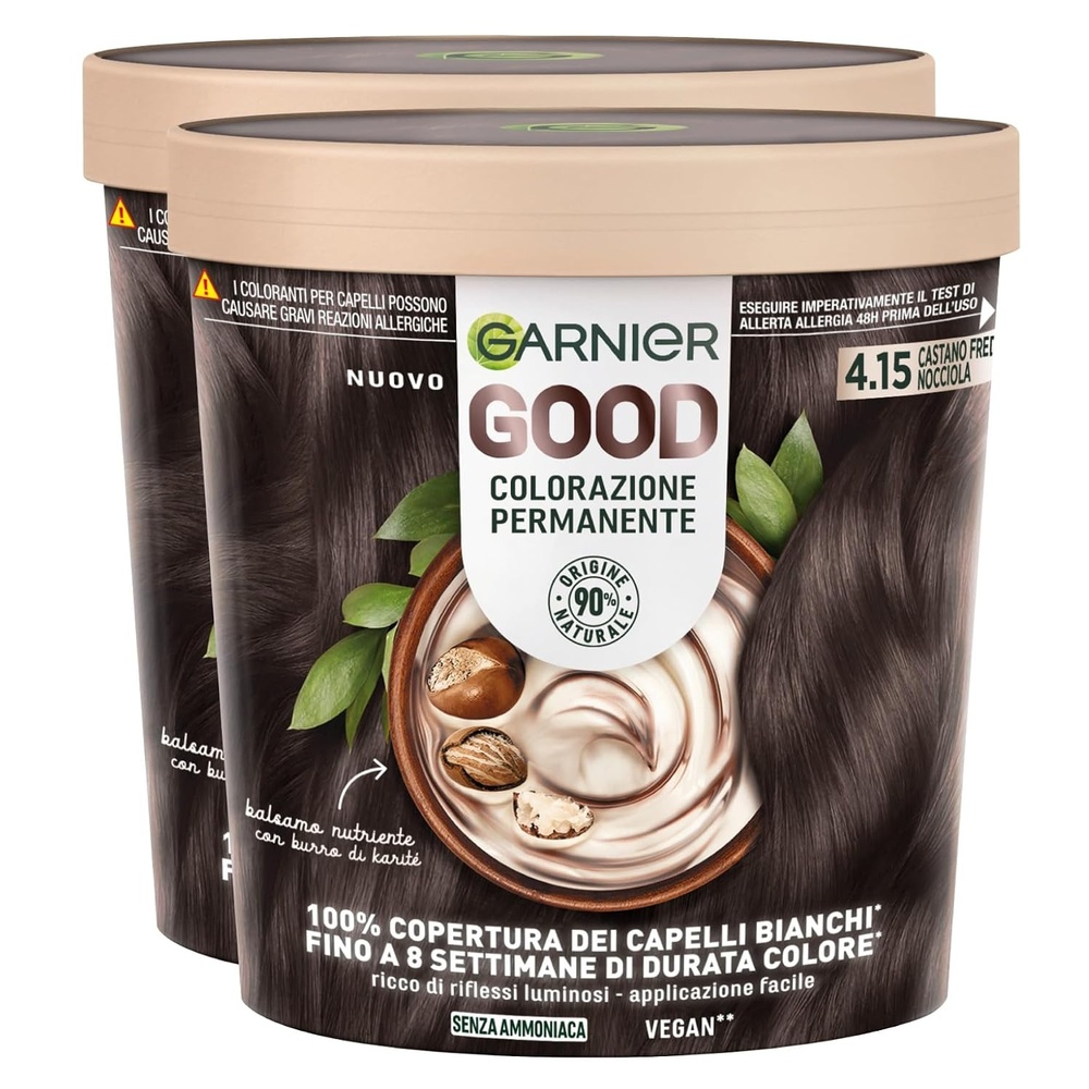 image:imageGarnier GOOD Dauerhafte Haarfarbe 60 Mochaccino Braun permanente Coloration ohne Ammoniak bis zu 100 Grauabdeckung bis 8 Wochen langanhaltende Farbe einfache Anwendung angenehmer Duft 1 Stk2 Packungen 415 Khles Kastanienbraun