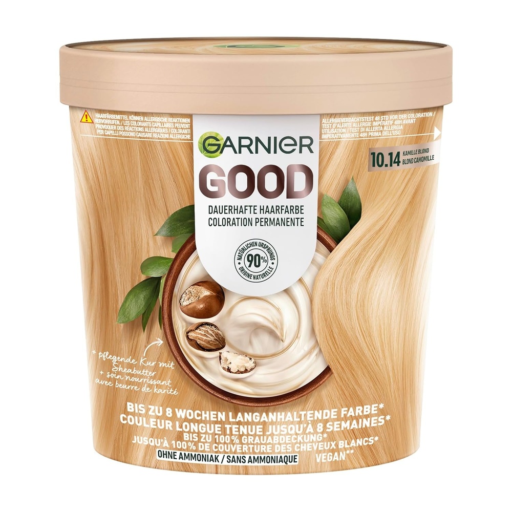 image:imageGarnier GOOD Dauerhafte Haarfarbe 60 Mochaccino Braun permanente Coloration ohne Ammoniak bis zu 100 Grauabdeckung bis 8 Wochen langanhaltende Farbe einfache Anwendung angenehmer Duft 1 Stk1014 Kamille