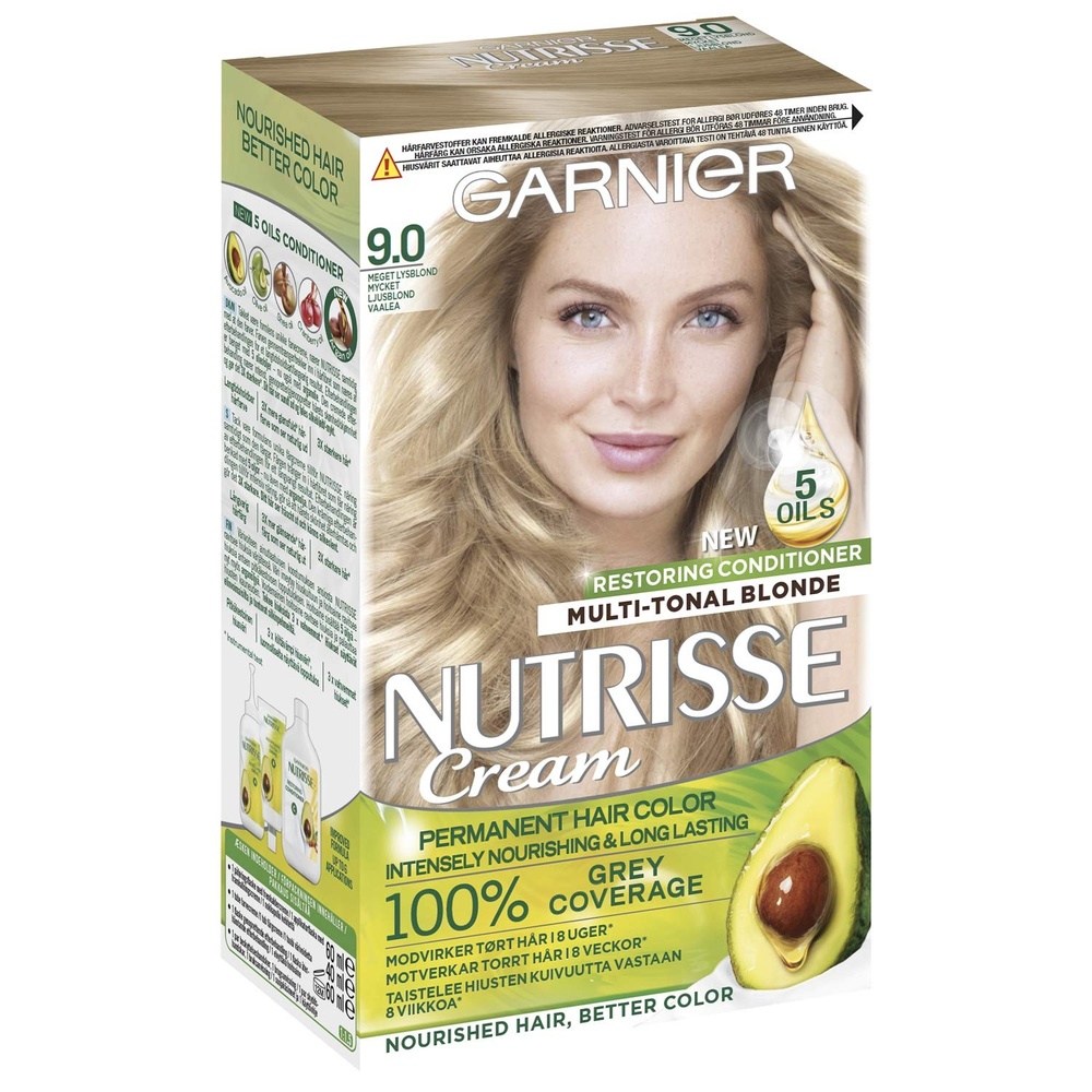 image:imageGarnier Nutrisse Creme Nr 100 Extra Helles Naturblond dauerhafte PflegeHaarfarbe mit nhrenden Fruchtlen 100 Grauabdeckung90 Blonde Pepite