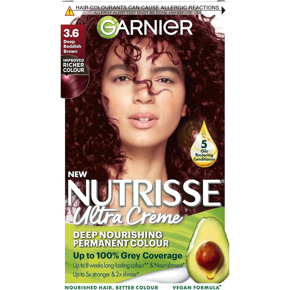 image:imageGarnier Nutrisse Dauerhafte PflegeHaarfarbe mit nhrenden Fruchtlen Coloration mit 8 Wochen Halt Ultra Crme Tnung 8N Nude Natrliches Blond3 6 Deep Reddish Brown