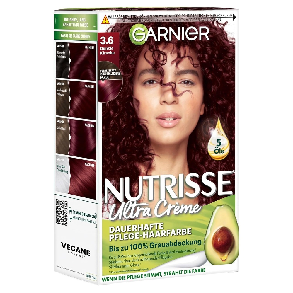 image:imageGarnier Nutrisse Dauerhafte PflegeHaarfarbe mit nhrenden Fruchtlen Coloration mit 8 Wochen Halt Ultra Crme Tnung 8N Nude Natrliches Blond36 Dunkle Kirsche