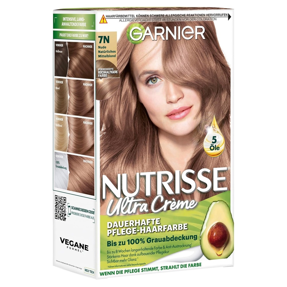 image:imageGarnier Nutrisse Dauerhafte PflegeHaarfarbe mit nhrenden Fruchtlen Coloration mit 8 Wochen Halt Ultra Crme Tnung 8N Nude Natrliches Blond7N Nude Natrliches Mittelblond