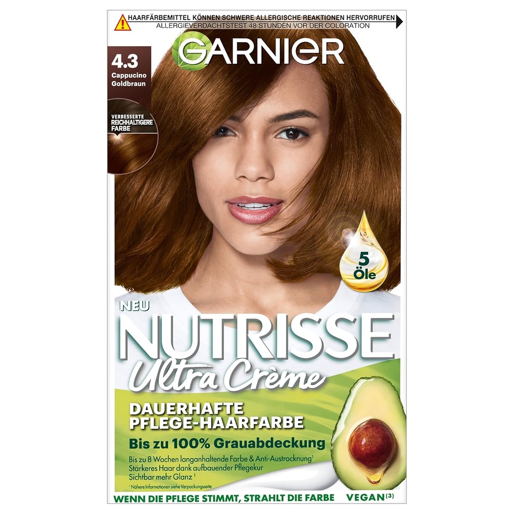 image:imageGarnier Nutrisse Dauerhafte PflegeHaarfarbe mit nhrenden Fruchtlen Coloration mit 8 Wochen Halt Ultra Crme Tnung 8N Nude Natrliches BlondGoldBraun